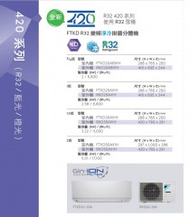 Daikin 大金 FTKD35AV1H 1.5匹 R32變頻淨冷掛牆分體機 (R32 420系列)